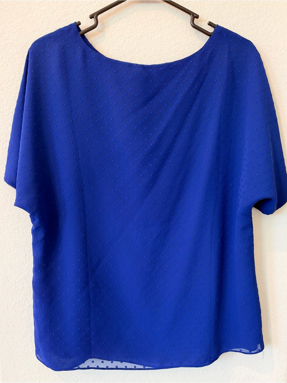 Chico's Cobalt Blue Dot-Texture Short-Sleeve Blouse